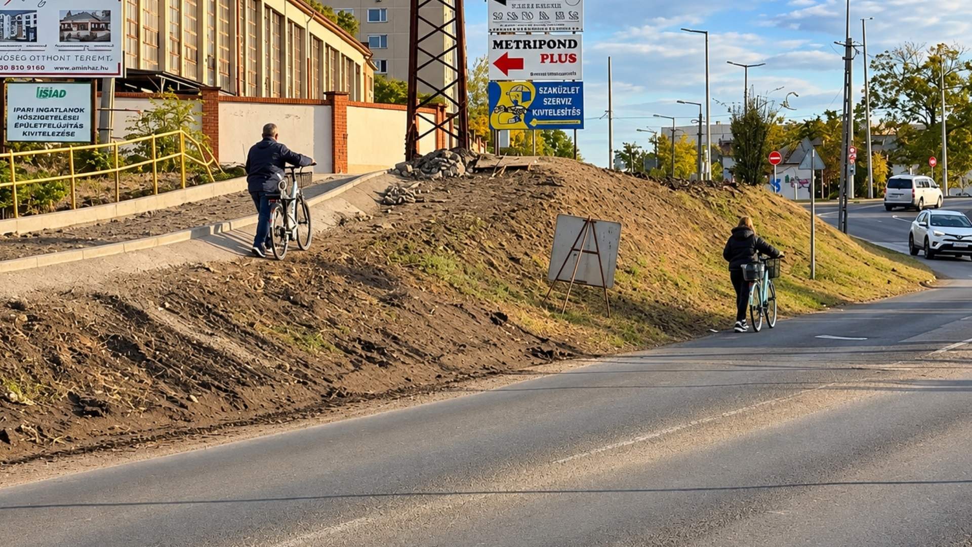 Csütörtökre elkészülhet a kerékpárút egy szakasza a mérleggyárnál – fellélegezhetnek a gyalogosok